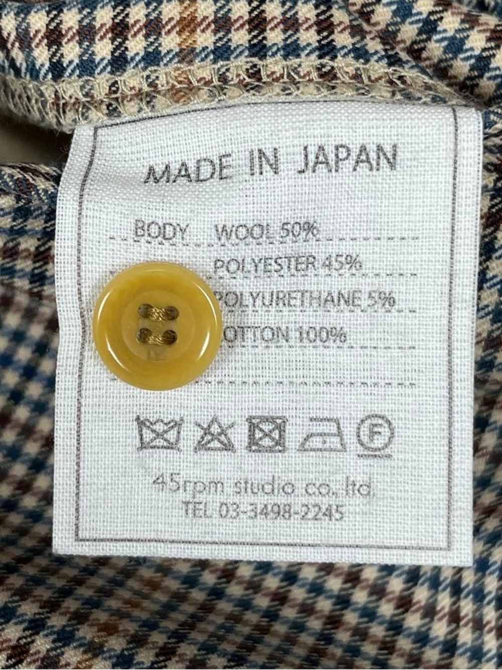 45R Check Pattern Wool Slacks Pants - Picture 14 of 15